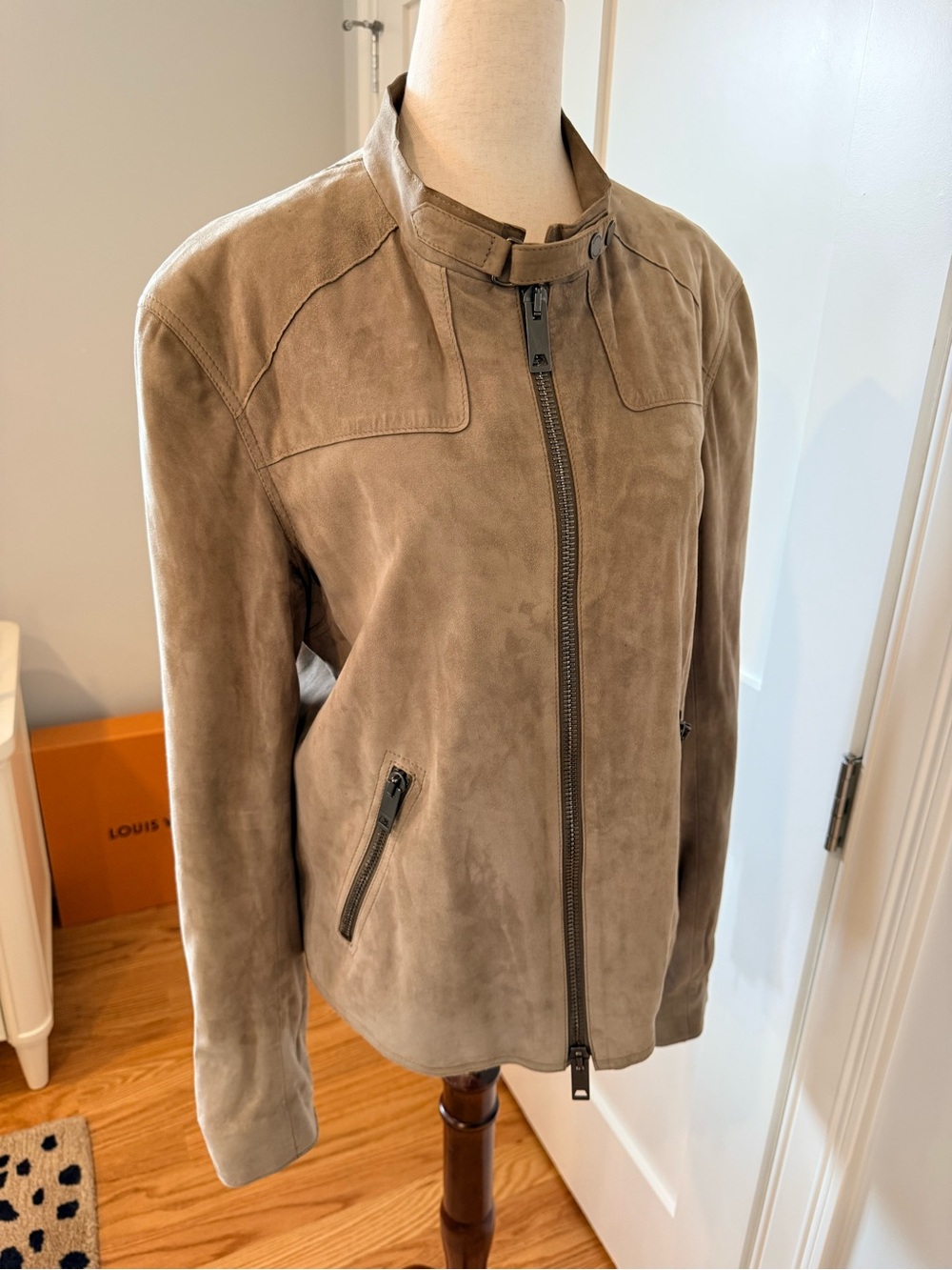 Burberry Taupe Suede Button-Front Jacket - Picture 15 of 16